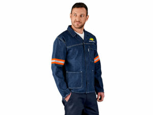 Cast Premium 100 Percent Cotton Denim Jacket - Reflective Arms - Orange Tape