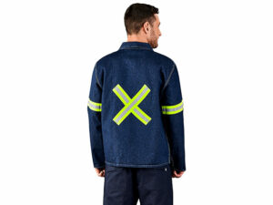 Cast Premium 100 Percent Cotton Denim Jacket - Reflective Arms and Back - Yellow Tape