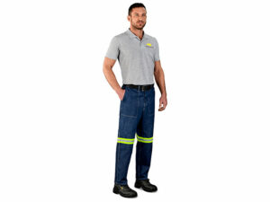 Cast Premium 100 Percent Cotton Denim Pants - Reflective Legs - Yellow Tape