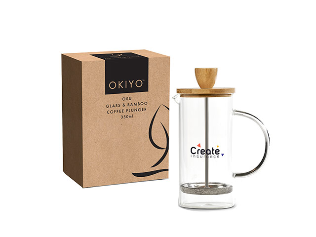 Okiyo Osu Glass and Bamboo Coffee Plunger - 350Ml