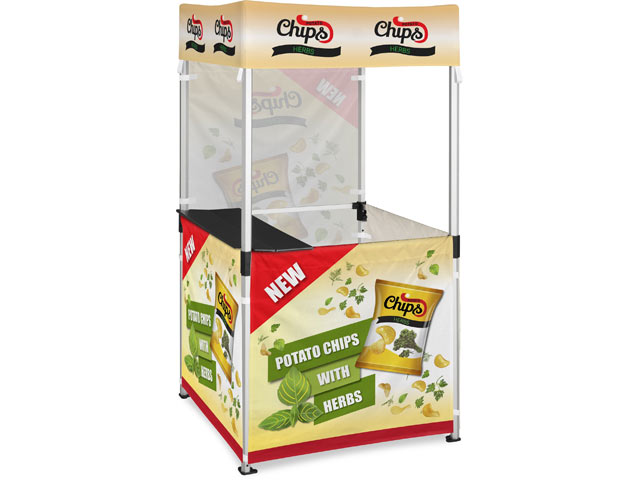 Ovation Sublimated Gazebo 1M X 1M Kiosk - 3 Half-Wall Skins - 1 Full-Wall Skin
