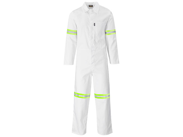 Safety Polycotton Boiler Suit - Reflective Arms Legs and Back - Yellow Tape - Image 2