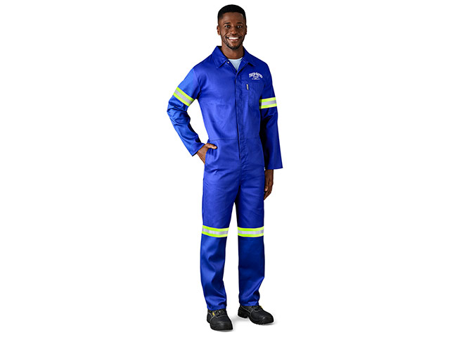 Safety Polycotton Boiler Suit - Reflective Arms and Legs - Yellow Tape - Image 2