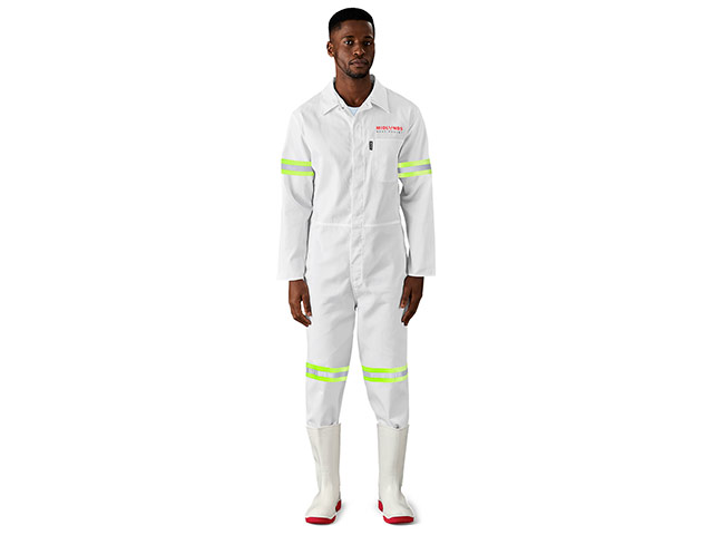 Safety Polycotton Boiler Suit - Reflective Arms and Legs - Yellow Tape