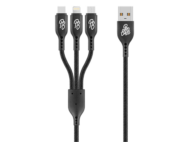 Pro Bass Braided 3 In 1 Charge Cable