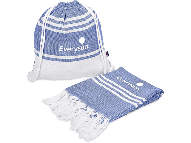 Us Basic Santa Cruz Cotton-Rich Beach Towel And Drawstring Bag