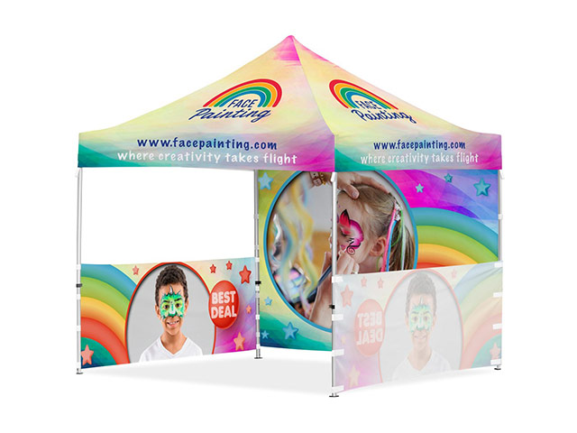 Coated Steel Sublimated Gazebo 3 X 3M - 2 Half-Wall Skins - 1 Full-Wall Skin
