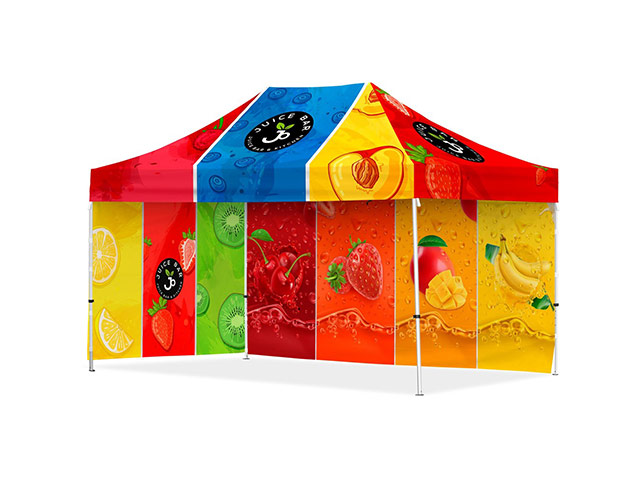 Coated Steel Sublimated Gazebo 4.5M X 3M - 1 Long Full-Wall Skin - 1 Short Full Wall Skin