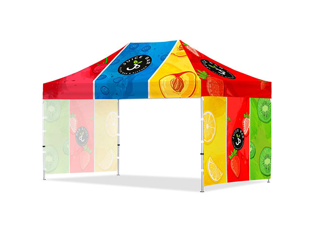 Coated Steel Sublimated Gazebo 4.5M X 3M - 2 Short Full-Wall Skins