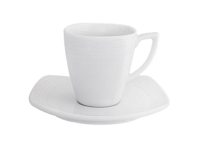 Arctic White Sqaure Espresso Cup and Saucer