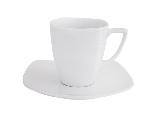 Arctic White Square Tall Cup And Saucer