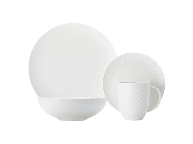White Basics Diamonds Dinner Set 16 Piece