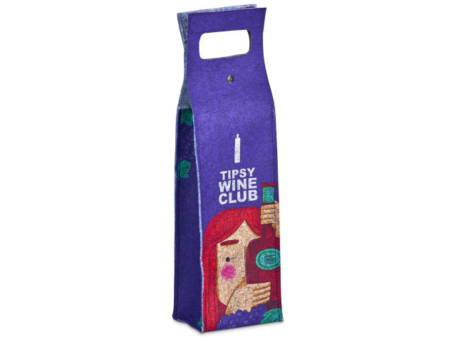 Hoppla Velto RPET Felt Single Wine Bottle Carrier